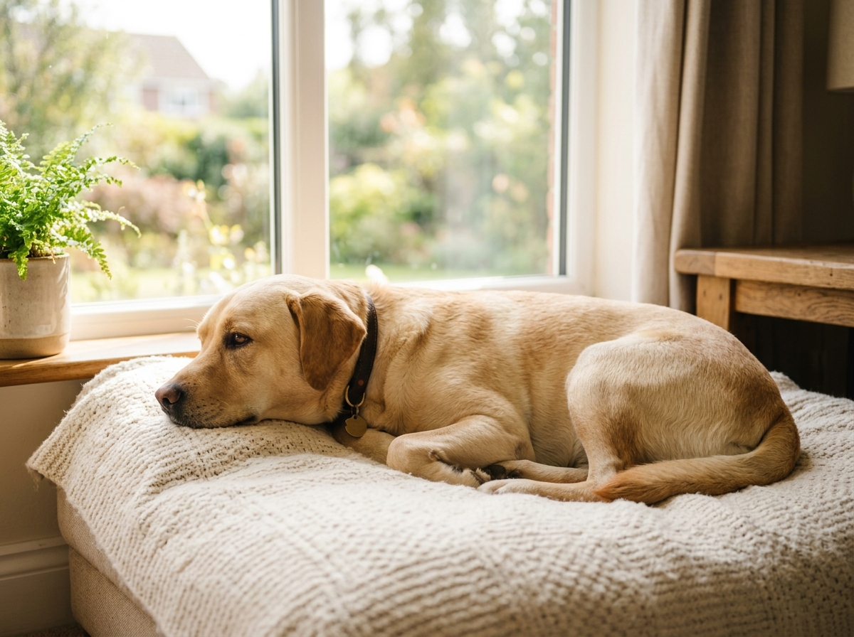 A dog resting peacefully